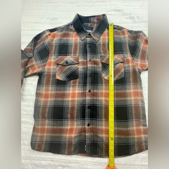 RSQ Black/Copper/Grey Plaid Flannel Shirt 2 Pockets Medium - Picture 7 of 8